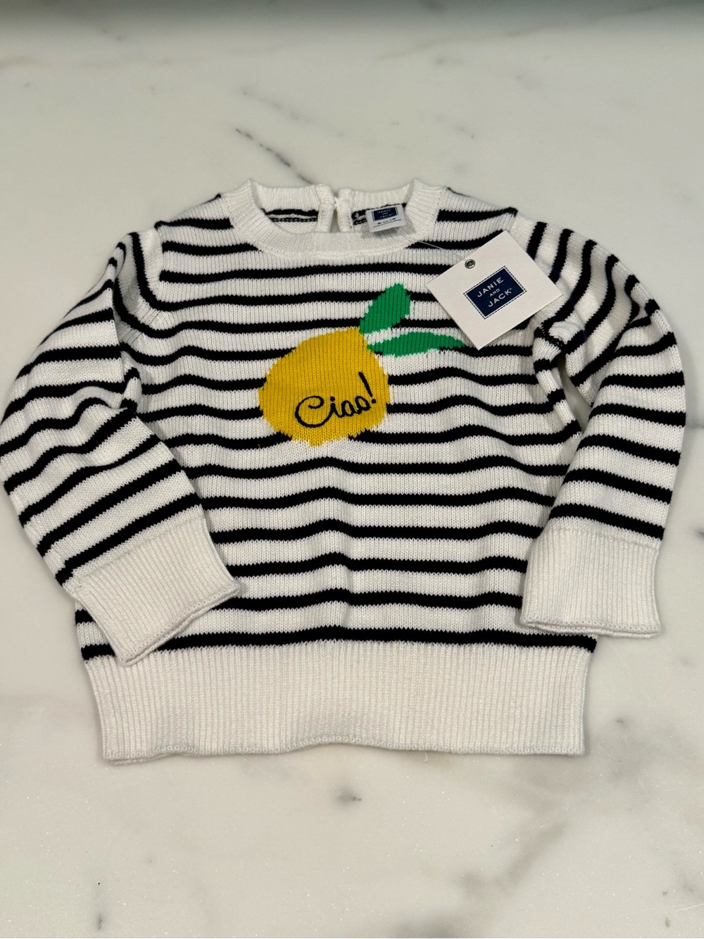 Perfect Baby Gift! 
Janie & Jack Baby Navy/White 
Ciao! Lemon Striped Sweater
